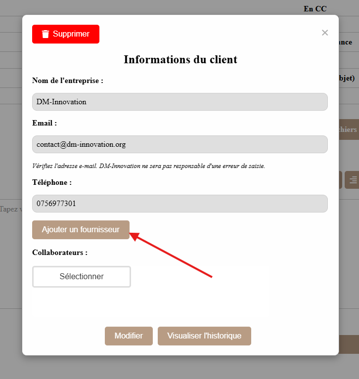 Ajouter un fournisseur