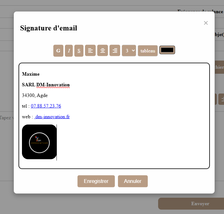 Formulaire signature